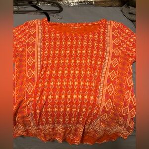 Lucky Brand Los Angeles Women’s Large V-neck Shortsleeve Blouse NWOT Orange